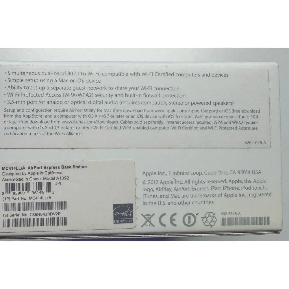 Apple Airport Express 802.11n Wi-Fi MC414LL/A